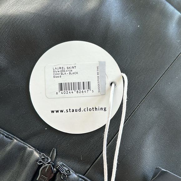 NWT STAUD vegan leather black skirt - 6 - Picture 8 of 8